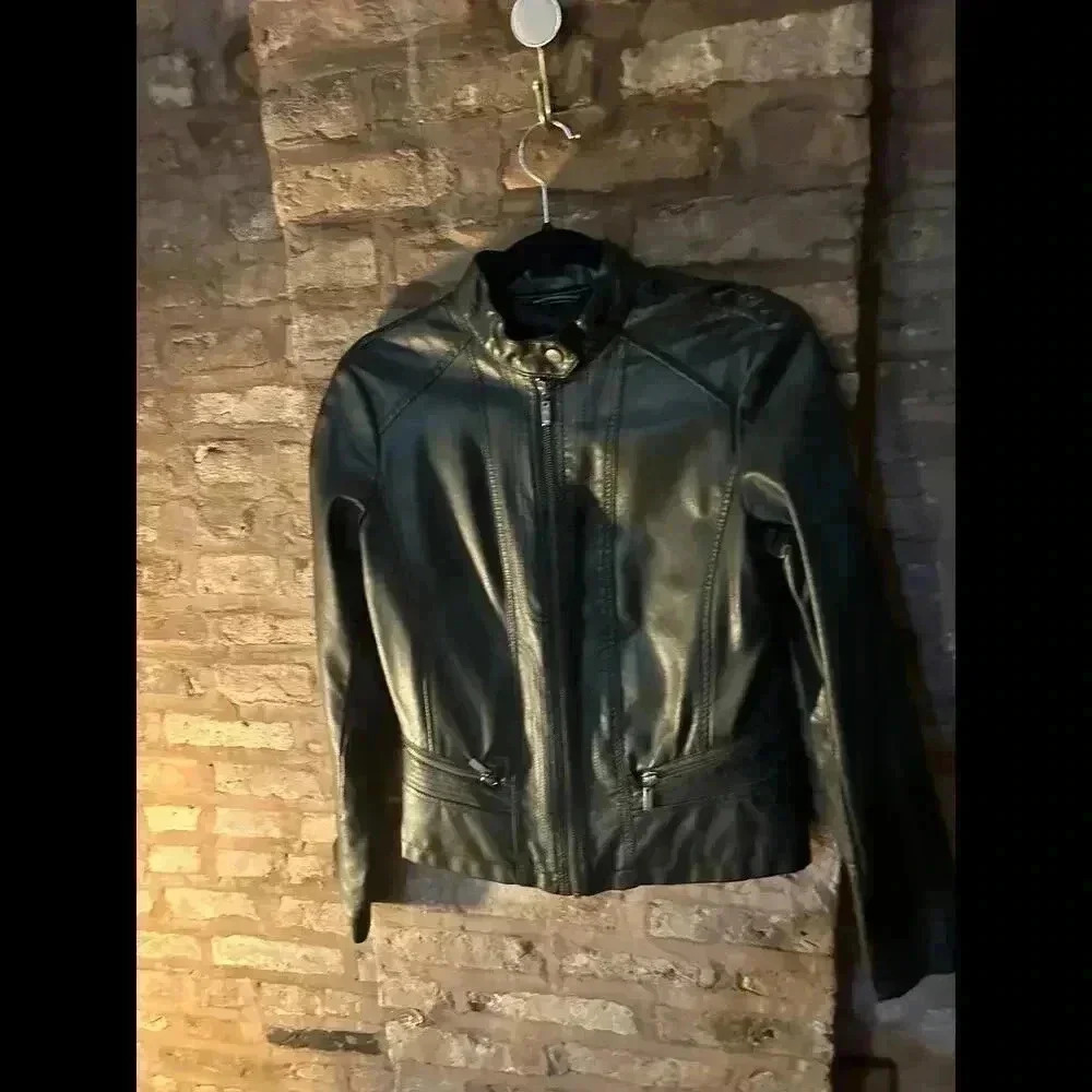 Stylish Green Leather Biker Jacket